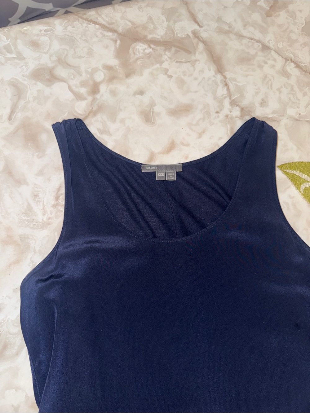 Vince Navy Satin Scoop Neck Camisole